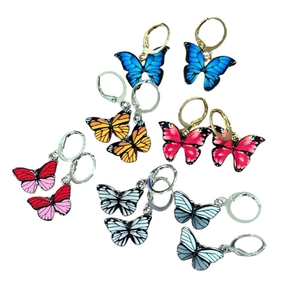 Colorful Butterfly Earrings 6 Pair Set